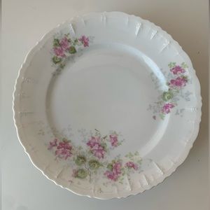 Antique Habsburg Austria Fine Bone China Pink Roses 8”Luncheon Plate 1910